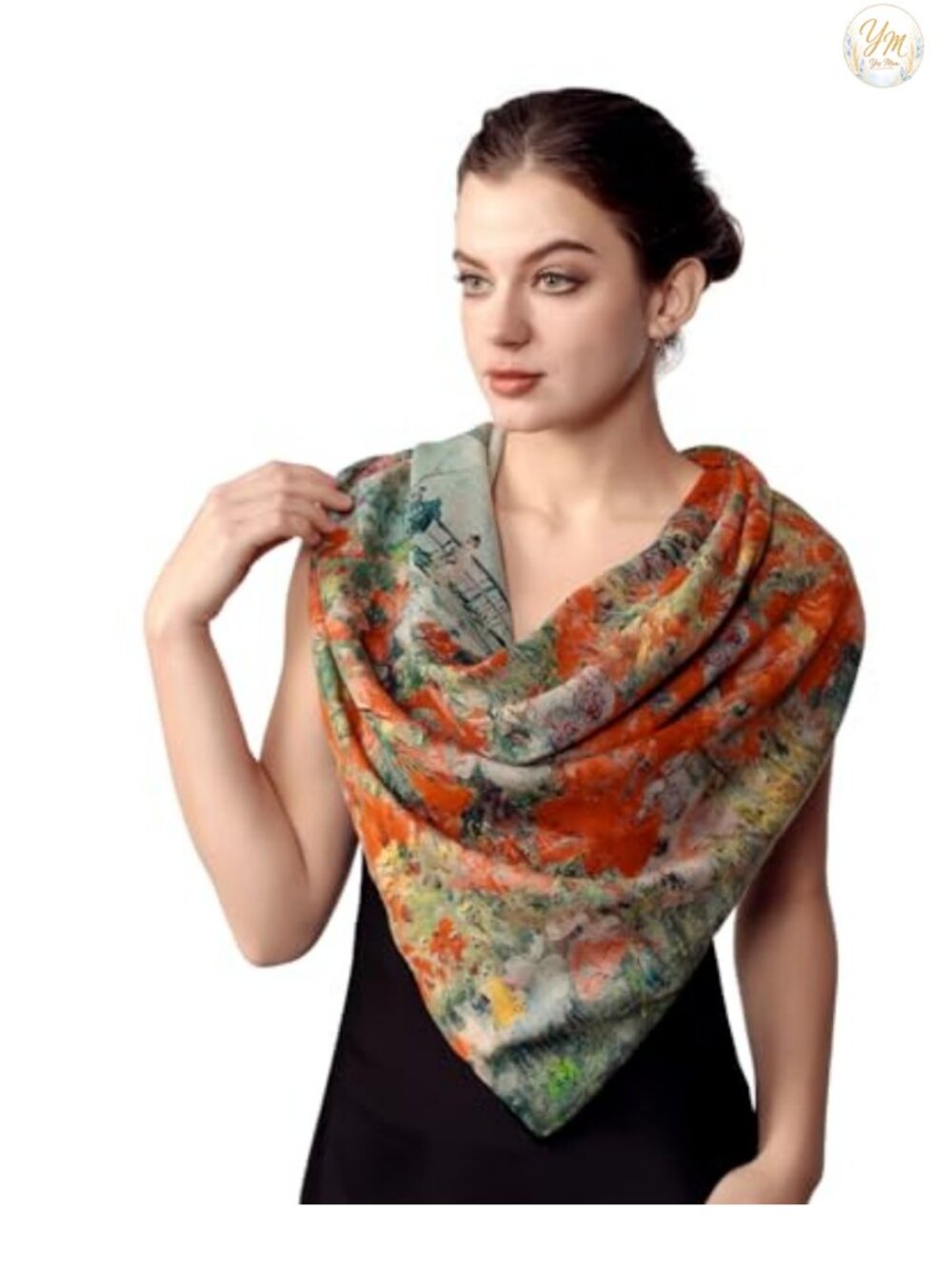 100% Cashmere Square Scarf, 36x36 Art Print, Lightweight Wrap